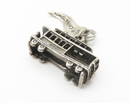 925 Sterling Silver  Vintage Dark Tone China Town Trolley Drop Pendant  PT8152
