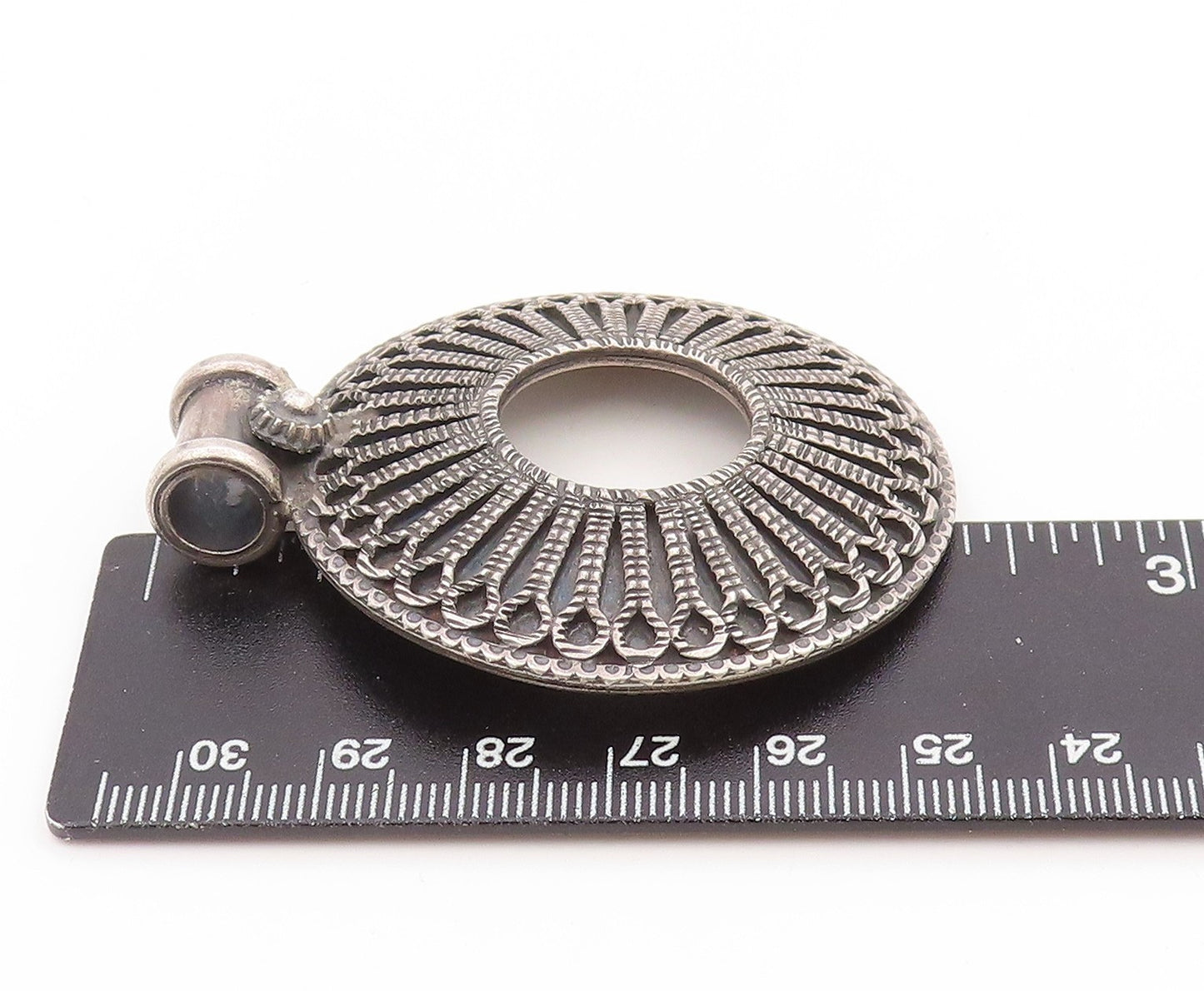 925 Sterling Silver Vintage Pendant Intricate Openwork Mandala Medallion PT25813