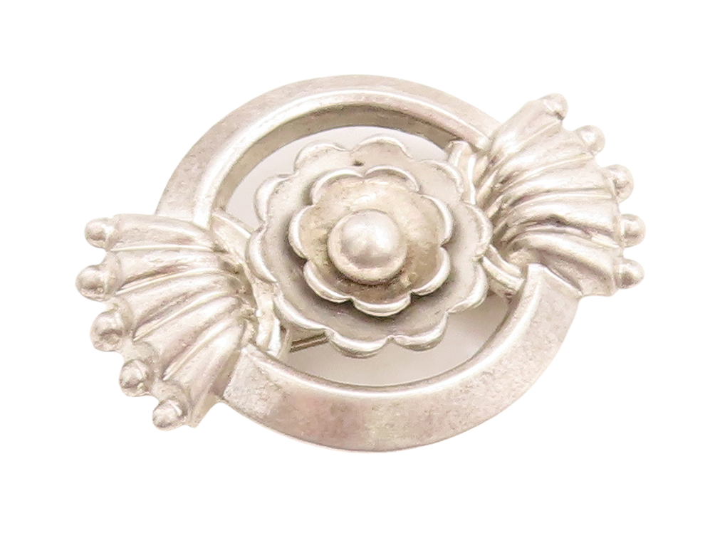 925 Sterling Silver Vintage Brooch Pin Antique Designer Carved Flower  BP11449