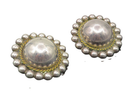 MEXICO 925 Sterling Silver   Vintage Floral Twist Non Pierce Earrings  EG5743