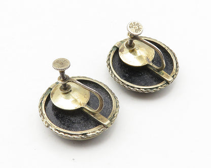925 Sterling Silver  Vintage Black Onyx Twist Non Pierce Earrings  EG5711