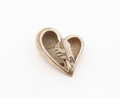 925 Sterling Silver Vintage Earrings ALFRED KARRAM Love Heart Clip On  EG13888