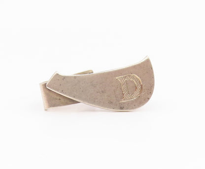 925 Sterling Silver Vintage Minimalist Etched Initial D Tie Clip  TR3399
