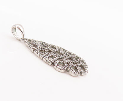 925 Sterling Silver Vintage Pendant Solid Geometric Shape Inlay Topaz  PT22679