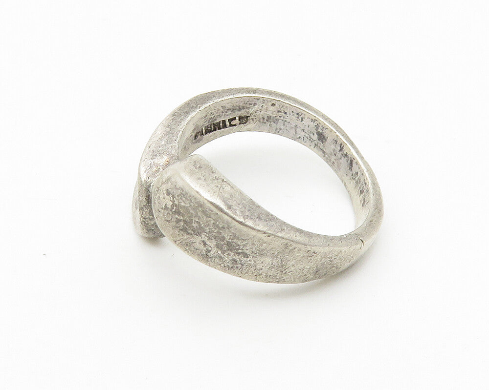 925 Sterling Silver  Vintage Dark Tone Smooth Bypass Band Ring Sz 6  RG10216