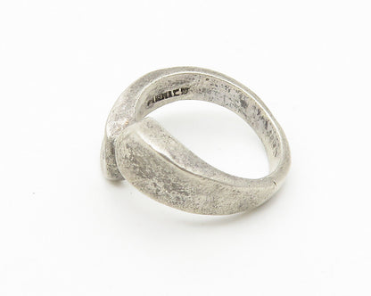 925 Sterling Silver  Vintage Dark Tone Smooth Bypass Band Ring Sz 6  RG10216
