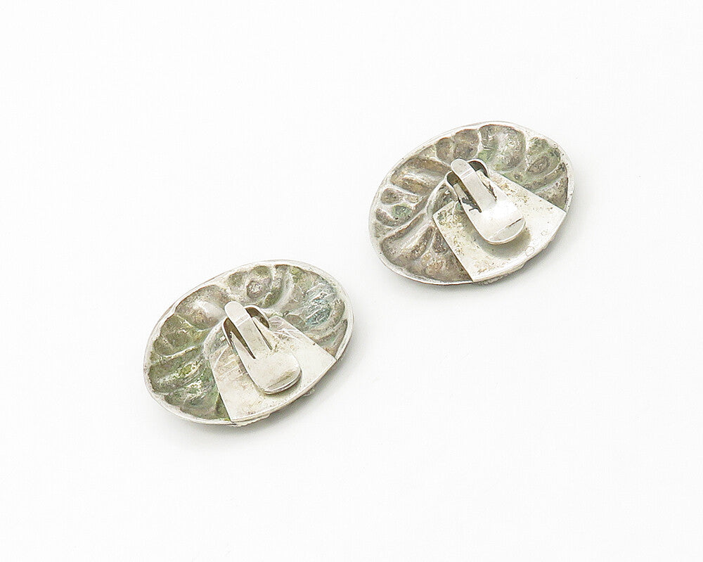 DESIGNER 925 Sterling Silver   Vintage Floral Motif Non Pierce Earrings EG8909