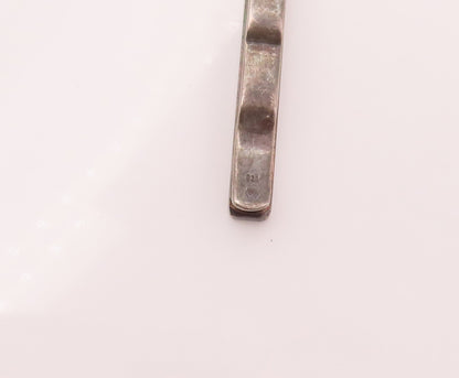 925 Sterling Silver  Vintage Minimalist Red And Black Stripe Tie Pin  TR3485