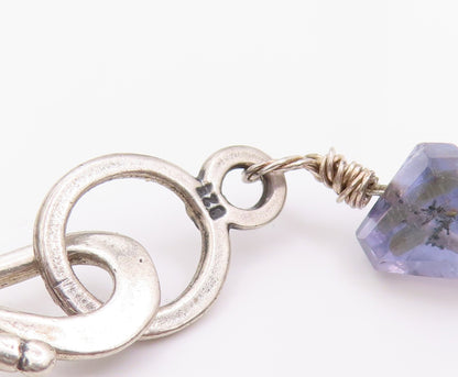925 Sterling Silver Vintage Necklace ANNALISE Brutalist Gemstone Beads  NE4601