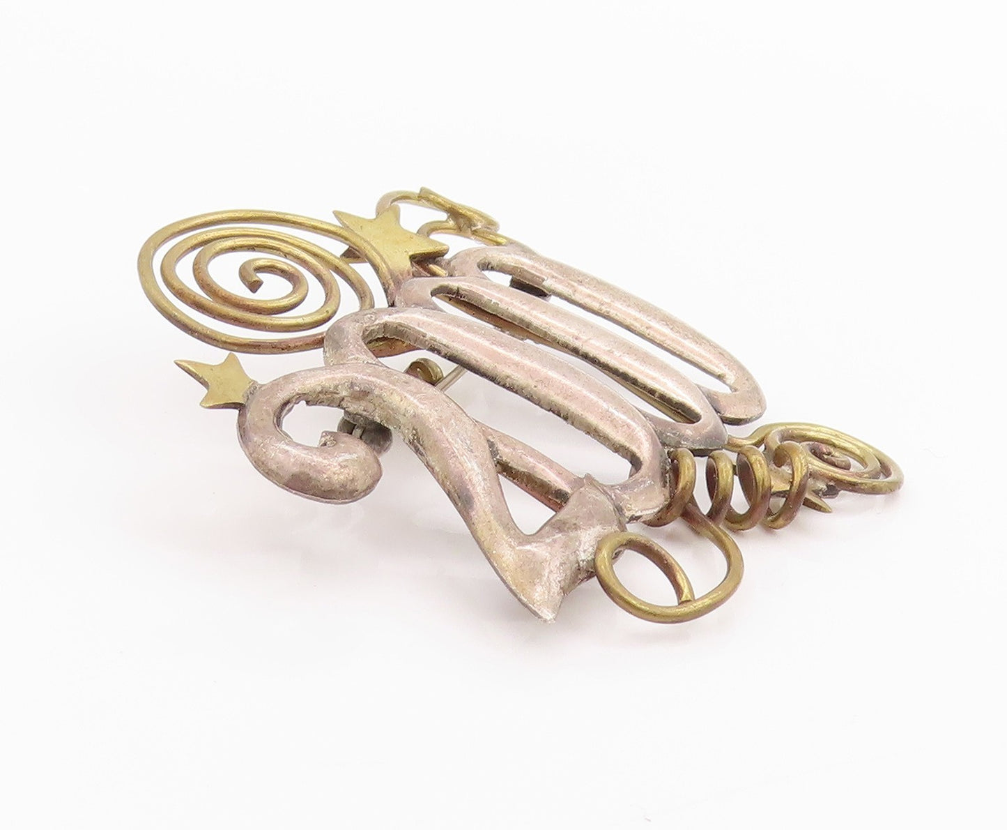 925 Sterling Silver Vintage Brooch Designer Cutout 2000 Celebration  BP11749