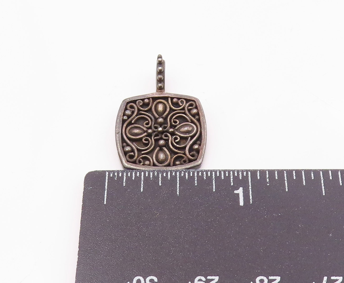 LORI BONN 925 Sterling Silver  Vintage Dark Tone Swirl Design Pendant  PT18154