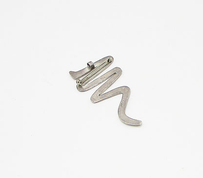 MEXICO 925 Sterling Silver Vintage Zig Zag Swirl Pendant Brooch Pin BP1008