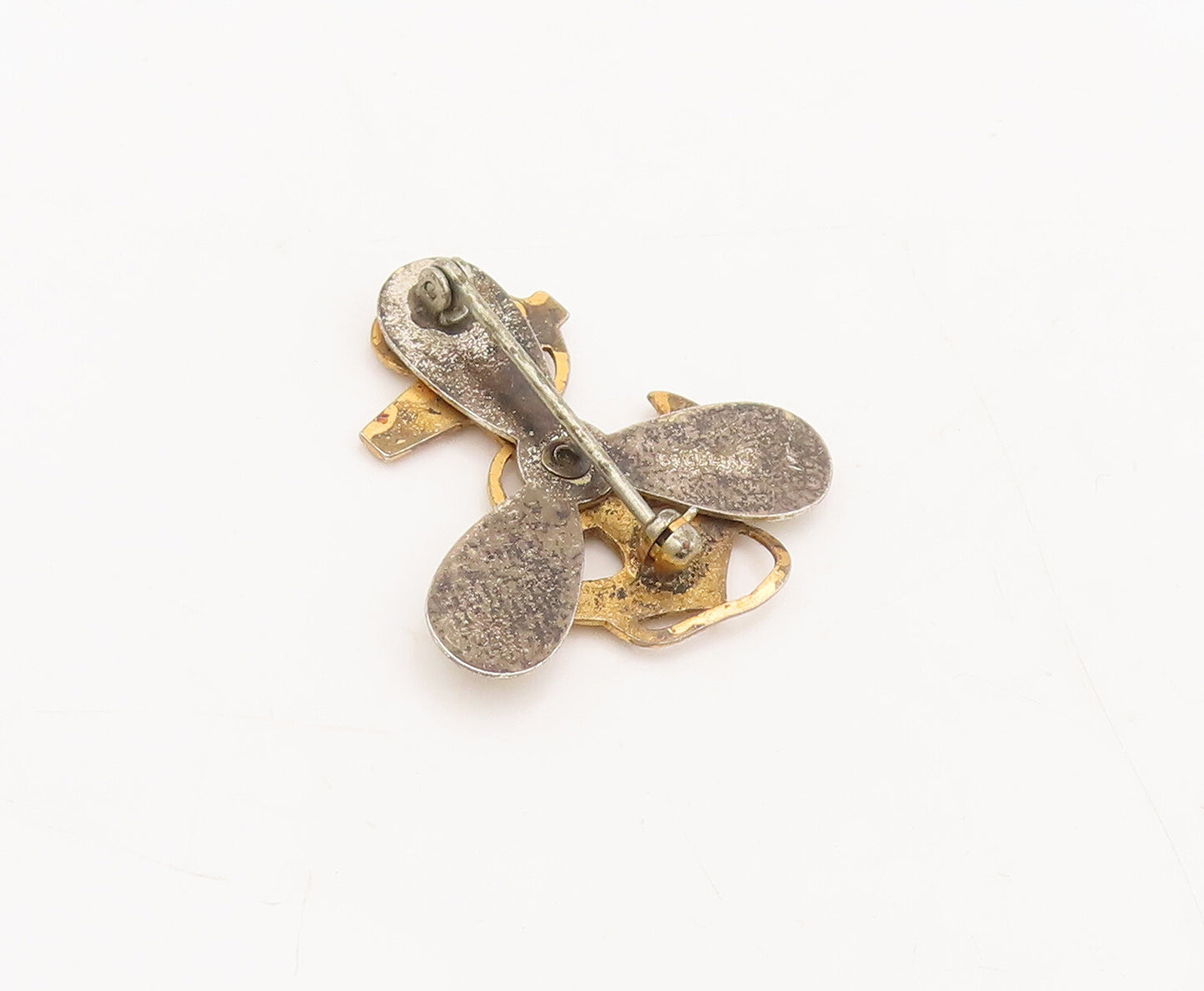 925 Sterling Silver Vintage Brooch Pin US Military Gold Plated Anchor  BP10602