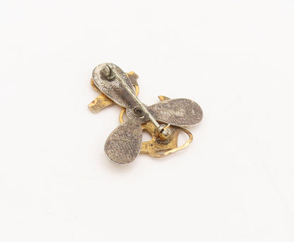 925 Sterling Silver Vintage Brooch Pin US Military Gold Plated Anchor  BP10602