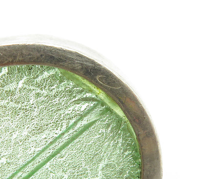 925 Sterling Silver  Vintage Green Dichroic Glass Round Pendant  PT11798