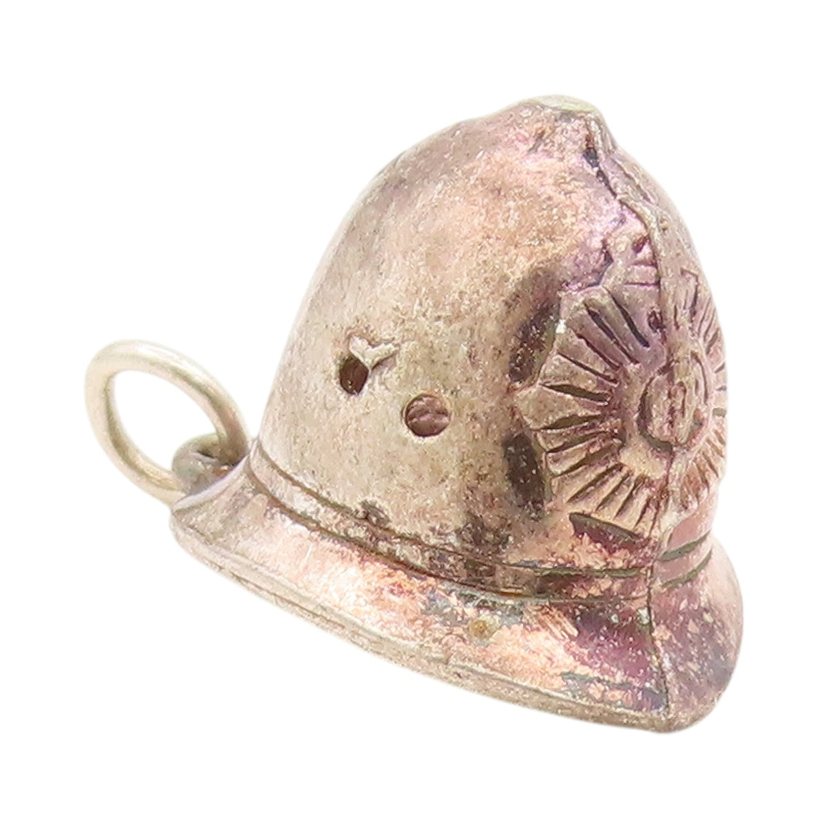 925 Sterling Silver Vintage Pendant British Metropolitan Police Helmet PT24430