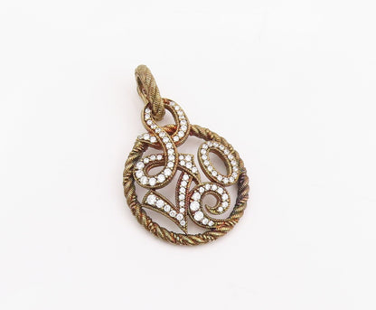 925 Sterling Silver Vintage Pendant JUDITH RIPKA CZ Twisted Rope Love  PT25452