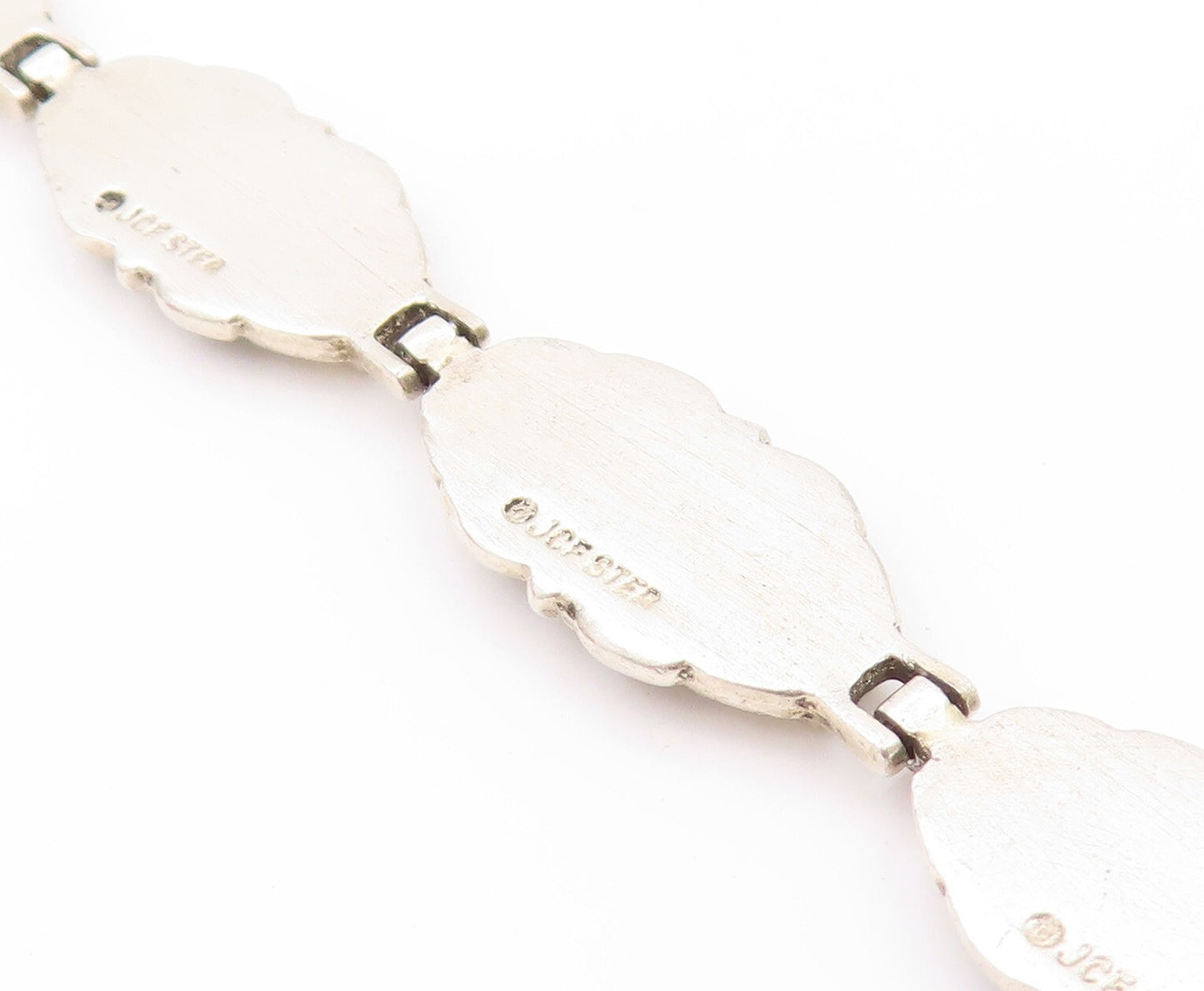 925 Sterling Silver Vintage Bracelet Slab & Floral Carved Hinged Band  BT11141