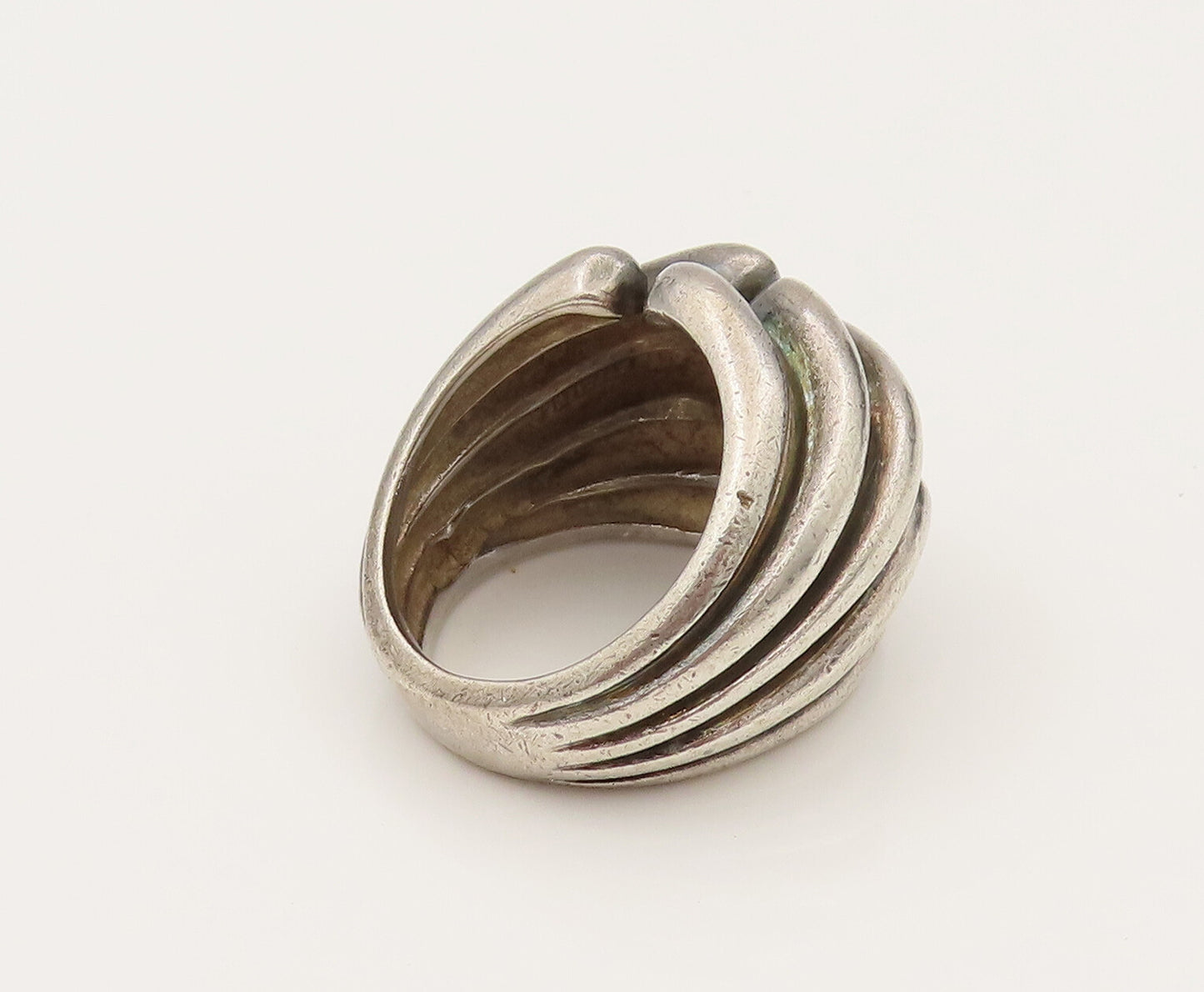 DESIGNER 925 Silver  Vintage Scalloped Open Dome Fashion Ring Sz 5  RG26452