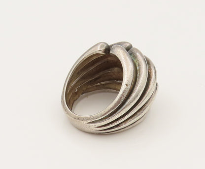 DESIGNER 925 Silver  Vintage Scalloped Open Dome Fashion Ring Sz 5  RG26452