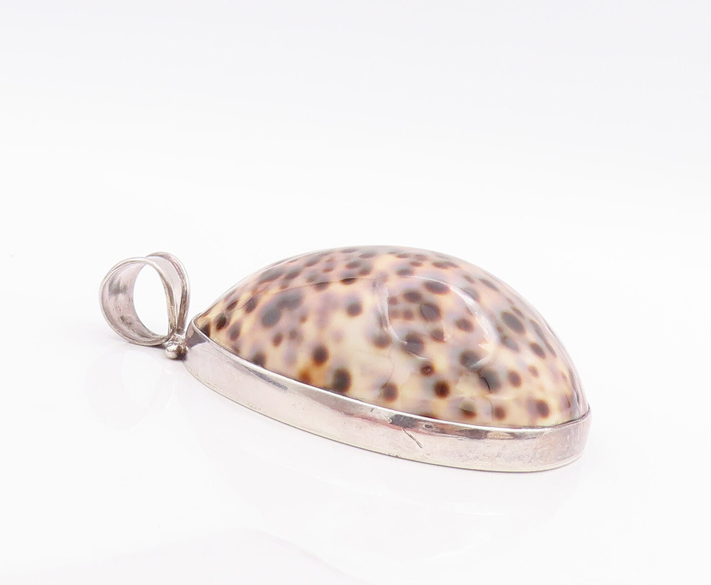 925 Sterling Silver Vintage Pendant Large Domed Bug Shape Gemstone  PT22859