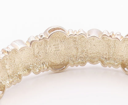 925 Sterling Silver Vintage Bracelet WHITNEY KELLY Gemstone Carved Cuff  BT11082