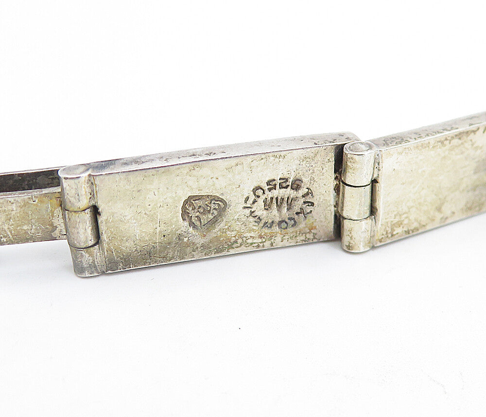 AAA MEXICO 925 Silver Vintage Smooth Square Bar Link Chain Bracelet BT3033