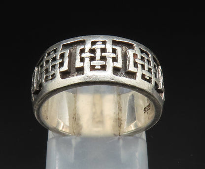 PETER STONE 925 Silver  Vintage Religious Cross Eternity Ring Sz 5  RG24878