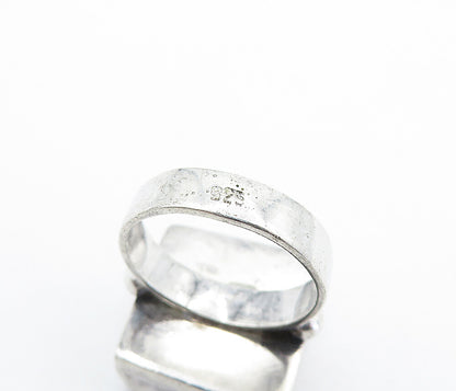 925 Sterling Silver  Vintage Grey Jasper Square Cocktail Ring Sz 5.5  RG6528