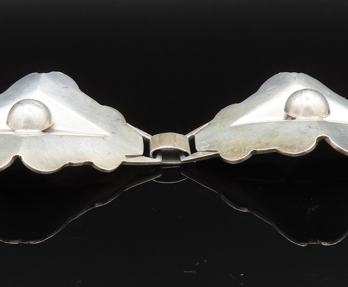 TAXCO 925 Sterling Silver Vintage Designer Floral Motif Link Bracelet BT9535