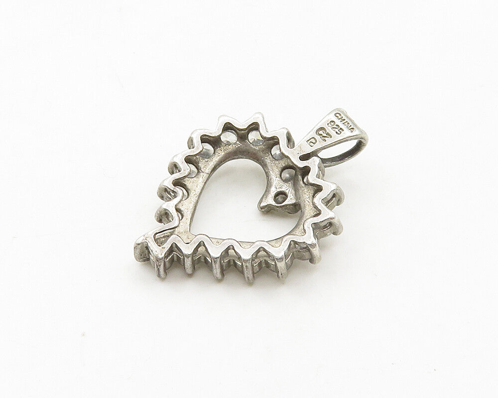 ROSS SIMON 925 Silver  Vintage White Topaz Open Love Heart Pendant  PT15465