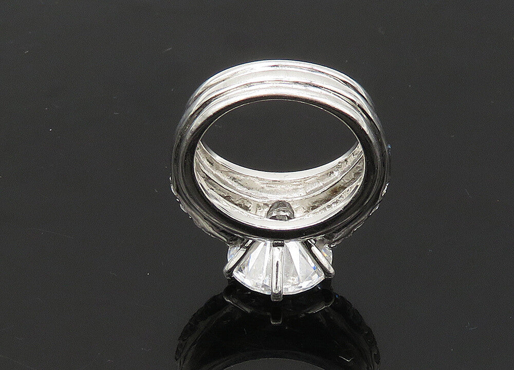 925 Sterling Silver  Vintage Sparkling Cubic Zirconia Band Ring Sz 5  RG21605