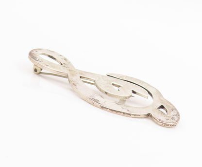 925 Sterling Silver Vintage Brooch Pin MEXICO Minimalist Musical Note  BP12494