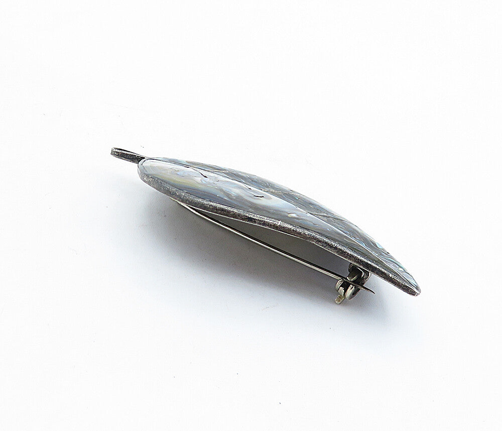 MEXICO 925 Sterling Silver  Vintage Abalone Single Leaf Brooch Pin  BP2079
