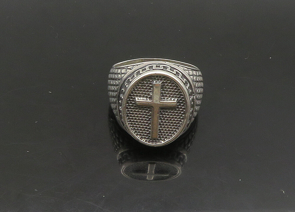 925 Sterling Silver  Vintage Large Religious Cross Band Ring Sz 12.5  RG23534
