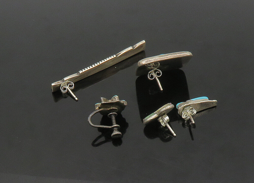 ZUNI NAVAJO 925 Sterling Silver Vintage Multi Stone Lot Single Earrings EG11259