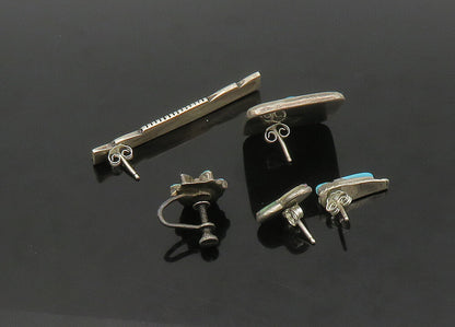 ZUNI NAVAJO 925 Sterling Silver Vintage Multi Stone Lot Single Earrings EG11259