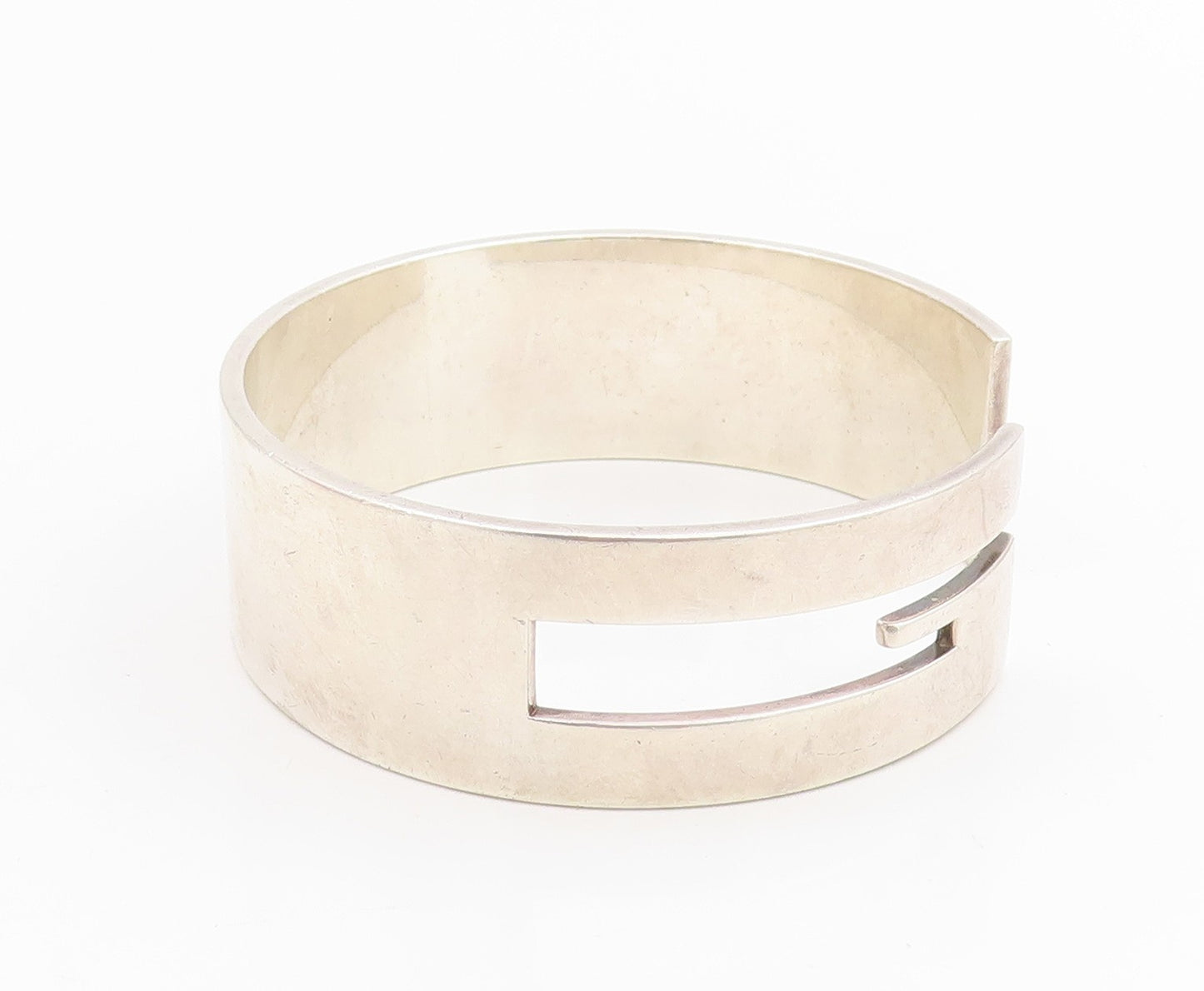 925 Sterling Silver Vintage Bracelet Classic Letter G Cutout Solid Cuff  BT11506
