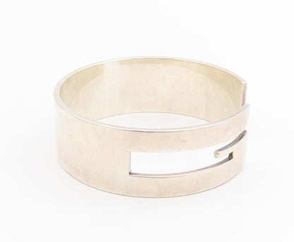 925 Sterling Silver Vintage Bracelet Classic Letter G Cutout Solid Cuff  BT11506