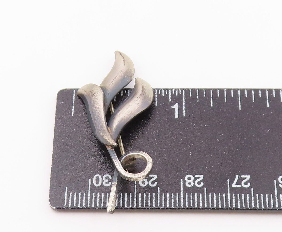 SIAM 925 Sterling Silver  Vintage Petite Dark Tone Floral Brooch Pin  BP3187
