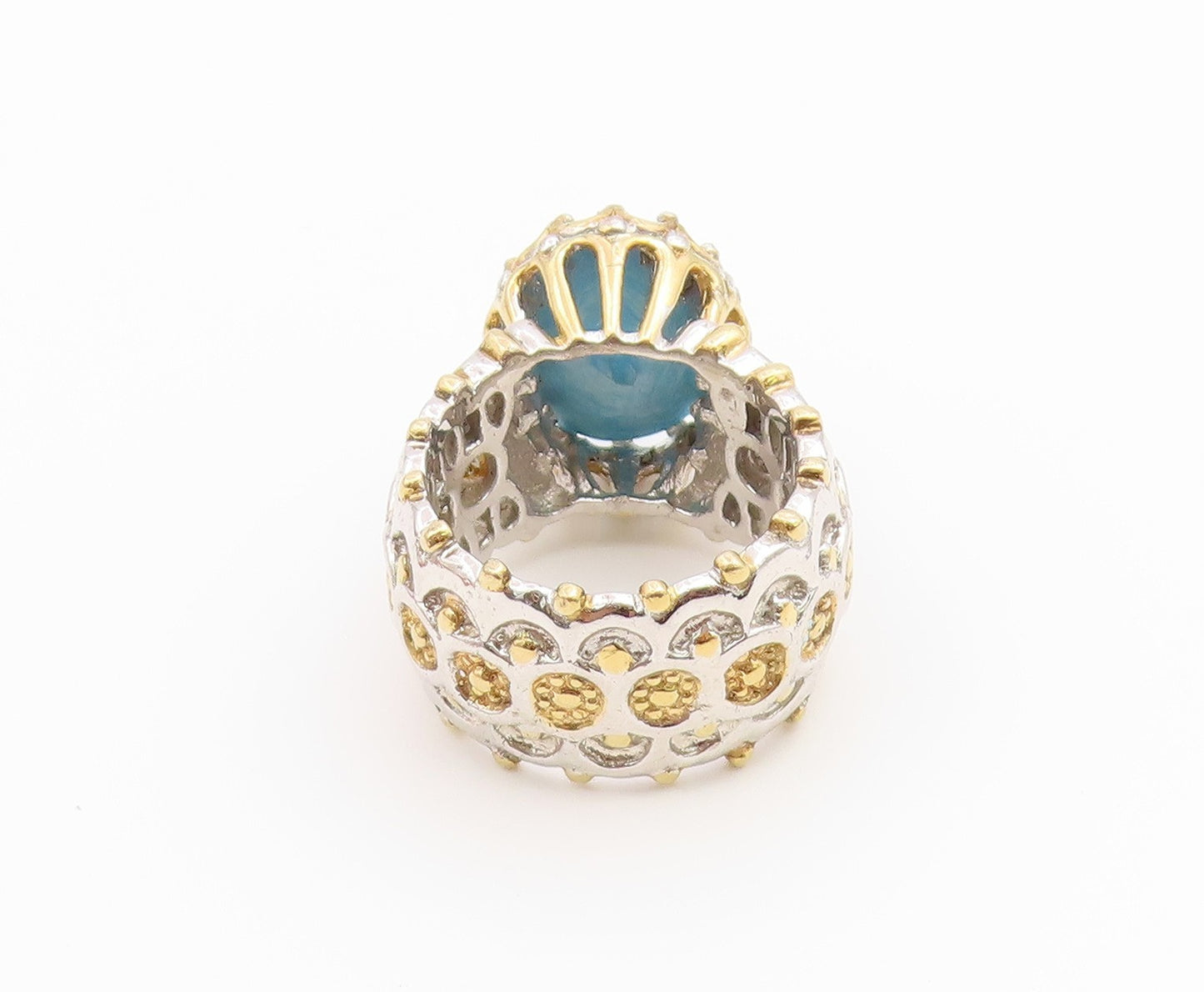 925 Sterling Silver Vintage Ring MICHAEL VALITUTTI Turquoise & CZ  Sz 6  RG36687