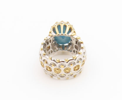 925 Sterling Silver Vintage Ring MICHAEL VALITUTTI Turquoise & CZ  Sz 6  RG36687