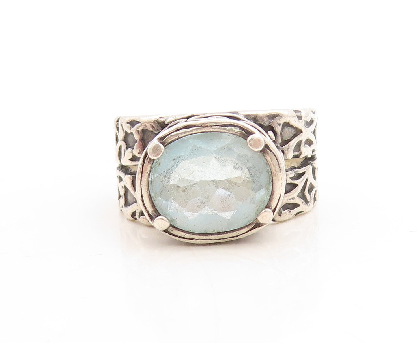925 Sterling Silver Vintage Ring SHABLOOL ISRAEL Dark Tone Topaz Sz 10.5 RG31610