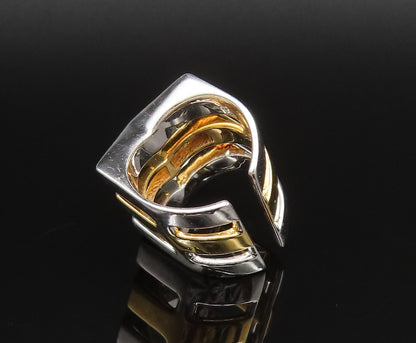 925 Silver  Vintage Two Tone Open Pointed Amethyst Solid Ring Sz 6.5  RG25731