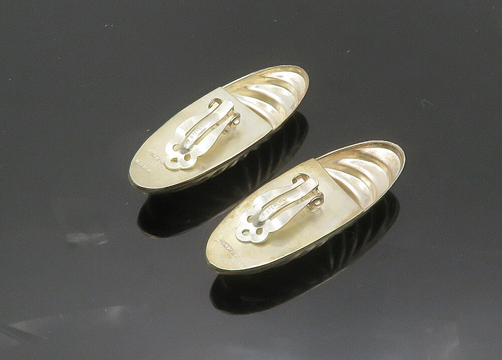 TULLA BOOTH 925 Silver  Vintage Shiny Fluted Dome Non Pierce Earrings  EG10045