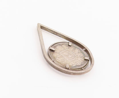 925 Sterling Silver Vintage Pendant Israel Coin Open Teardrop Charm  PT25999