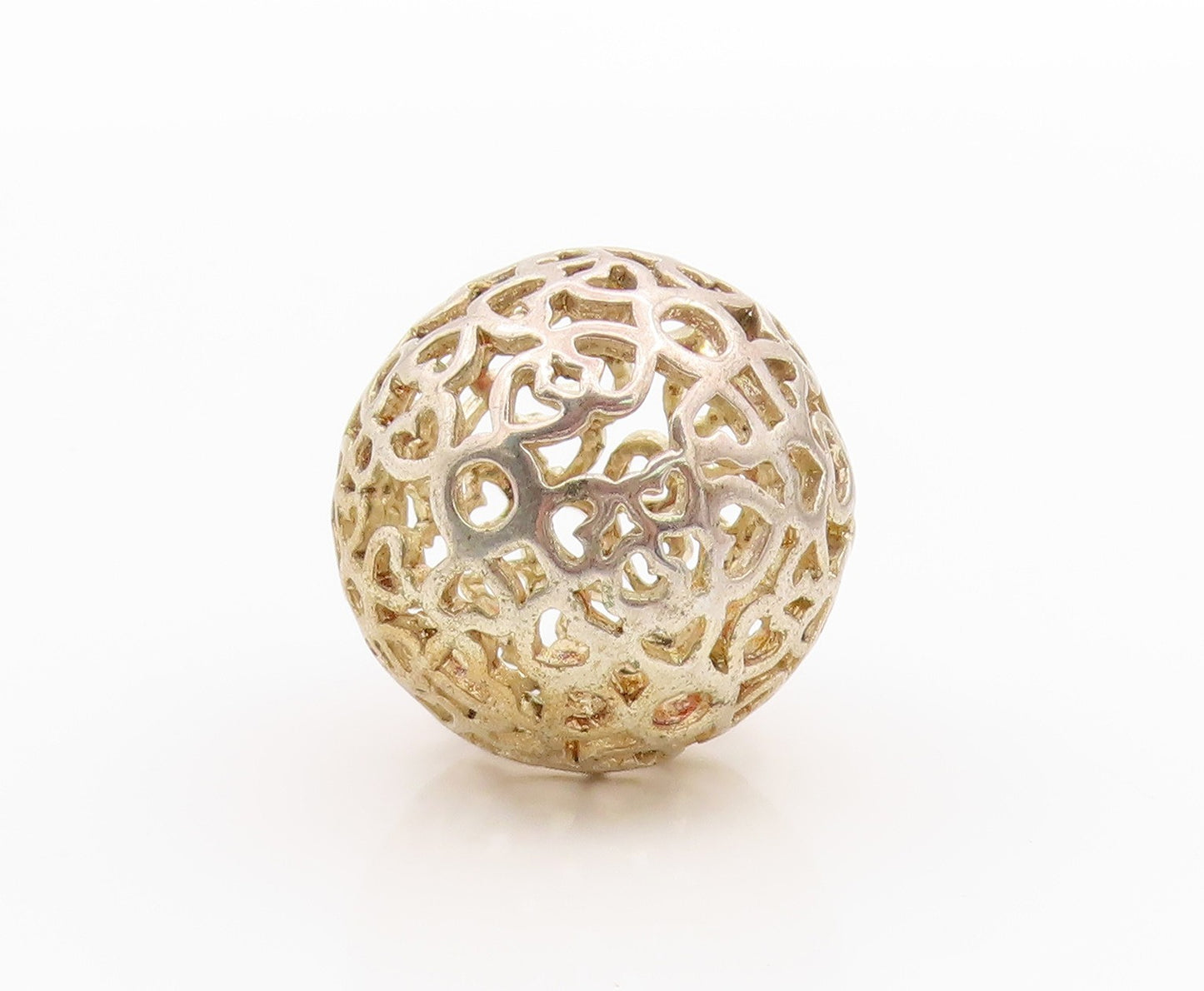 925 Sterling Silver Vintage Pendant Brutalist Cutout Sphere PT24364