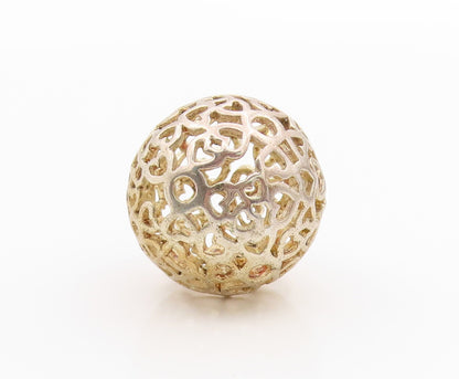 925 Sterling Silver Vintage Pendant Brutalist Cutout Sphere PT24364