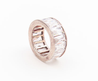 925 Sterling Silver Vintage Ring Baguette Cut CZ Eternity Band  Sz 5  RG36845