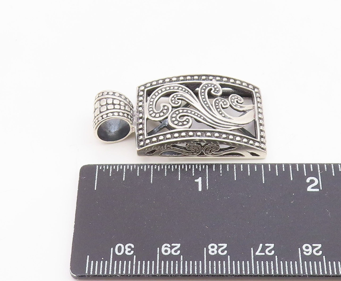 SILPADA 925 Silver  Vintage Shiny Swirl Square Bordered Pendant  PT19566
